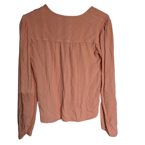 Cloth & Stone Anthropologie Womens Peach Linen Blouse XS - Picture 3 of 7
